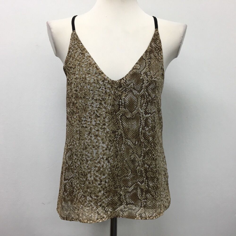 Violet Women's Top Small Brown Multi-Color Snake Print Spaghetti Straps
